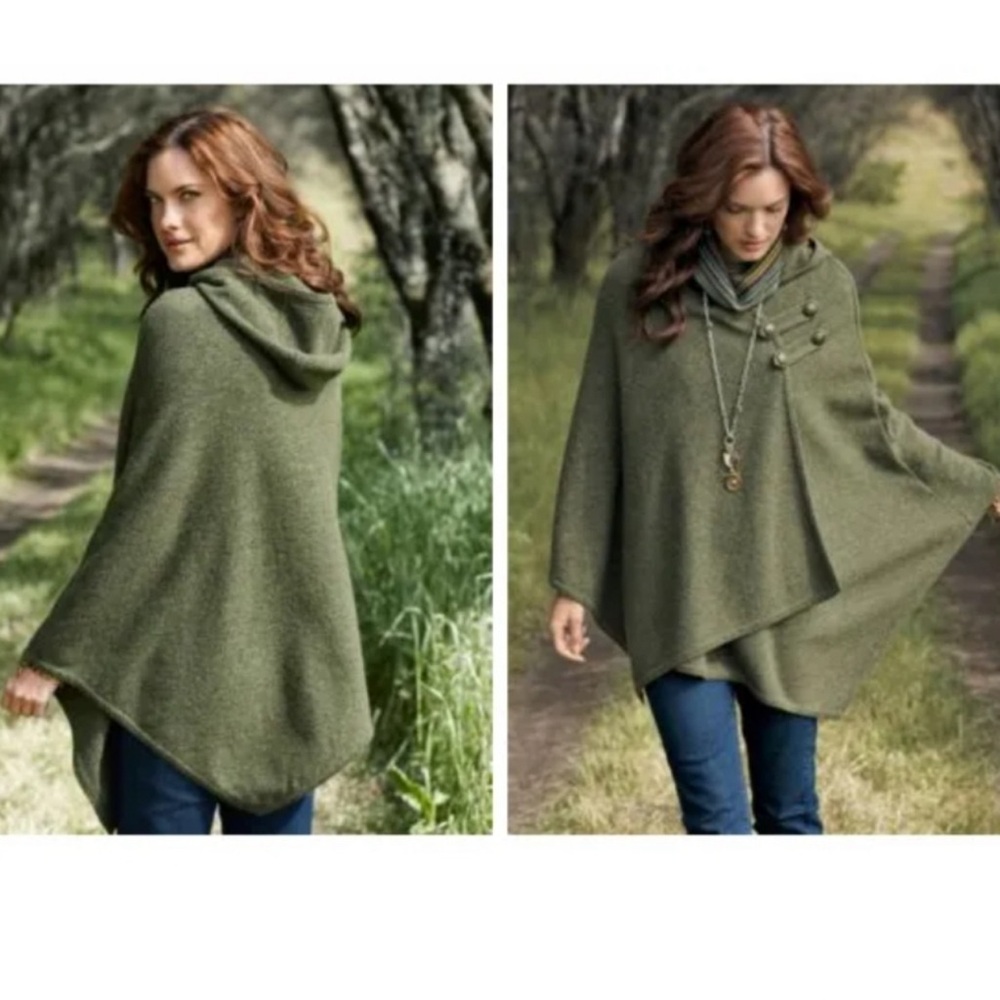 Pendleton Lambs Wool Handkerchief Hem Hoodie Cape… - image 2